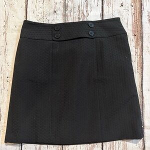 Ann Taylor Black Mini Skirt with Button Detail